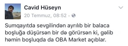 Facebookda "Oba" market gündəm oldu