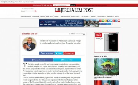 “Jerusalem Post”: Qaradağlıdakı qırğın erməni terrorizminə əsl sübutdur