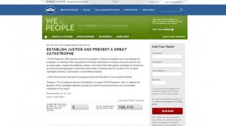 Qarabağa ədalət tələb edən petisiyanı imzalayanların sayı 100 min nəfəri ötdü