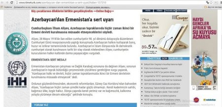 Əliyevin sərt bəyanatı türk mediasında