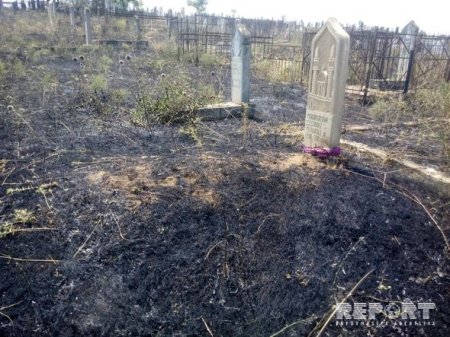 Şabranda qəbirstanlıqda güclü yanğın