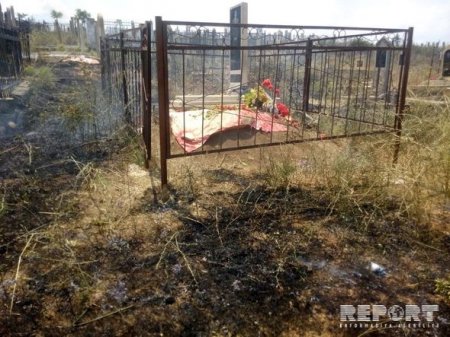 Şabranda qəbirstanlıqda güclü yanğın