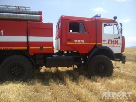 Şabranda qəbirstanlıqda güclü yanğın