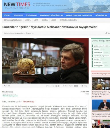 Ermənilərin “çirkin” feyk dostu: Aleksandr Nevzorovun sayıqlamaları