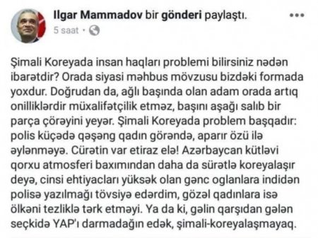 İlqar Məmmədov gözəl azərbaycanlı qadınları Bakını tərk etməyə çağırdı və qalmaqal yaratdı